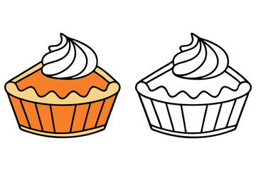 Thanksgiving Pie with Cream, Outline Desserts with Transparent Background