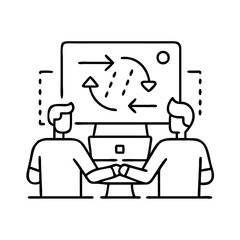 pair programming icon, pair programming line art - simple line art of pair programming, perfect for pair programming logos and icons