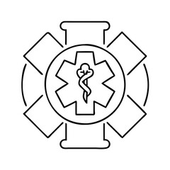 paramedic badge icon, paramedic badge line art - simple line art of paramedic badge, perfect for paramedic badge logos and icons