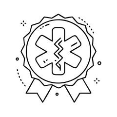 paramedic badge icon, paramedic badge line art - simple line art of paramedic badge, perfect for paramedic badge logos and icons
