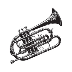 Naklejka premium Brass Power: A Bold Collection of Trombone Vector Silhouettes Showcasing the Unique Shape, Rich Sound, and Musical Depth of This Iconic Brass Wind Instrument.