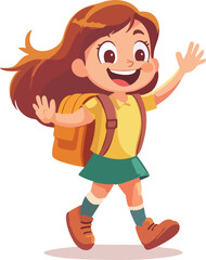 The cheerful student heads to school, ready to learn and make new friends.