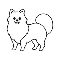 Pomeranian Fluffy Dog Outline Vector