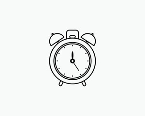 Old Fashioned Alarm Clock Drawing Vector Illustration 