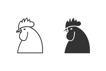 Minimalist vector illustration of a rooster's head. Perfect for designs related to poultry, farm, or rural themes