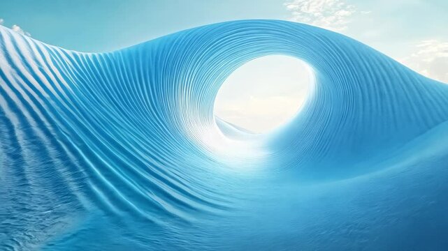Blue Wave-Shaped Tunnel