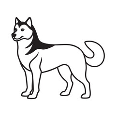 Siberian Husky Fluffy Outline Drawing