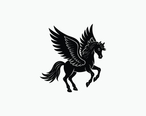 Pegasus Mythical Flying Horse Drawing Vector Illustration 
