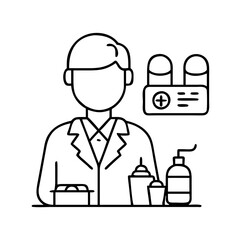 pharmacist icon, pharmacist line art - simple line art of pharmacist, perfect for pharmacist logos and icons