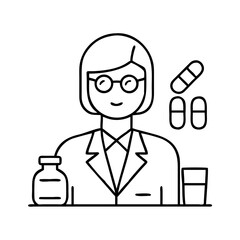 pharmacist icon, pharmacist line art - simple line art of pharmacist, perfect for pharmacist logos and icons