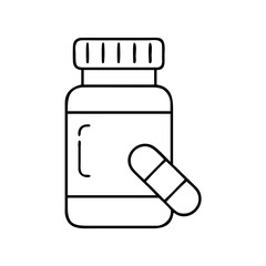 pill bottle icon, pill bottle line art - simple line art of pill bottle, perfect for pill bottle logos and icons