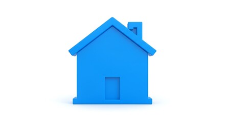 3D Blue House Illustration - Modern Property Icon
