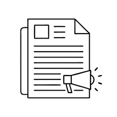 press release icon, press release line art - simple line art of press release, perfect for press release logos and icons