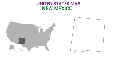 New mexico map of USA state. New mexico map vector illustration. New mexico vector map on white background.