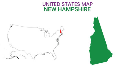 New Hampshire map of USA state. New Hampshire map vector illustration. New Hampshire vector map on white background.