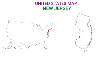 New Jersey map of USA state. New Jersey map vector illustration. New Jersey vector map on white background.