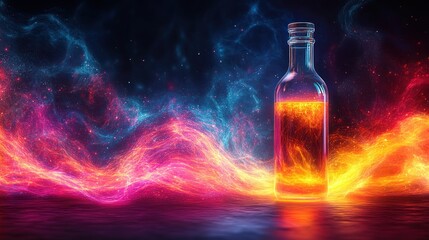 Mystical Fire Bottle: A Digital Fantasy Art