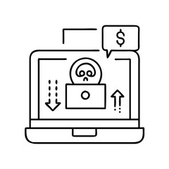 ransomware icon, ransomware line art - simple line art of ransomware, perfect for ransomware logos and icons