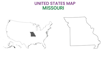 Missouri map of USA state. Missouri map vector illustration. Missouri vector map on white background.