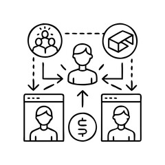 referral program icon, referral program line art - simple line art of referral program, perfect for referral program logos and icons