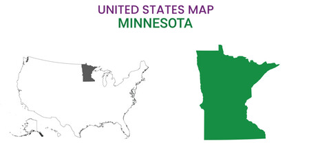 Minnesota map of USA state. Minnesota map vector illustration. Minnesota vector map on white background.