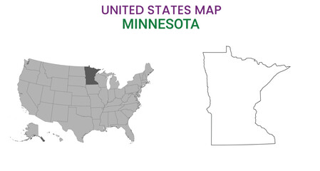 Minnesota map of USA state. Minnesota map vector illustration. Minnesota vector map on white background.