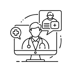 remote doctor icon, remote doctor line art - simple line art of remote doctor, perfect for remote doctor logos and icons