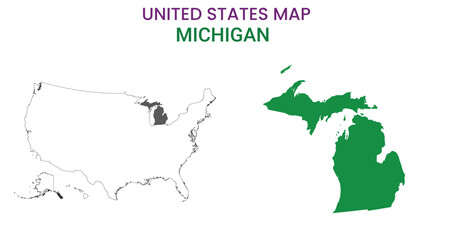 Michigan map of USA state. Michigan map vector illustration. Michigan vector map on white background.