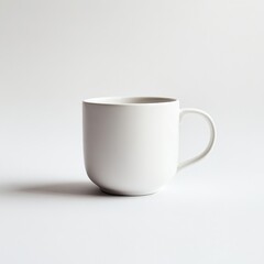 Fototapeta premium Minimalist elegance: A pristine white ceramic mug sits poised, ready to cradle warmth and comfort, embodying simplicity and modern design.