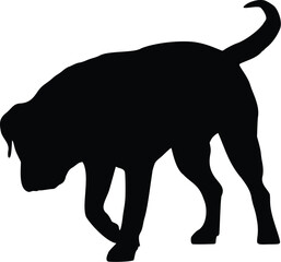 Rottweiler Dog Chasing Pose Silhouette Illustration Vector