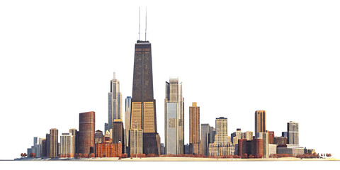 chicago skyline isolated on white background PNG
