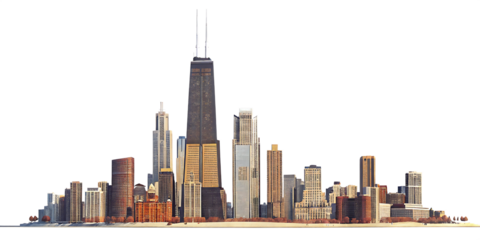 chicago skyline isolated on white background PNG