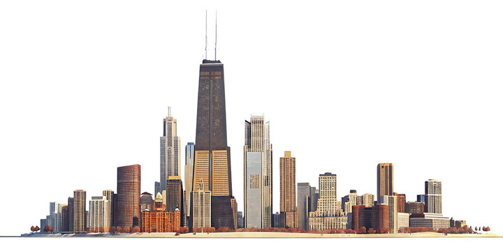 chicago skyline isolated on white background PNG