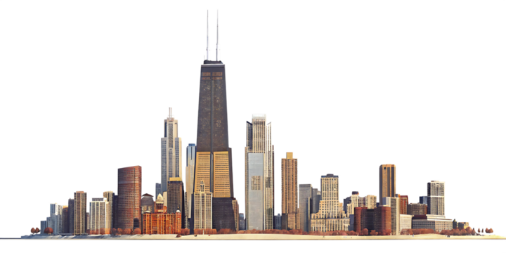 chicago skyline isolated on white background PNG
