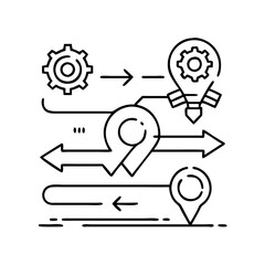 route optimization icon, route optimization line art - simple line art of route optimization, perfect for route optimization logos and icons