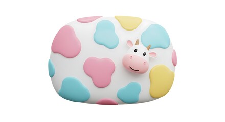 Fototapeta premium Cute Cow Toy with Colorful Spots on White Background