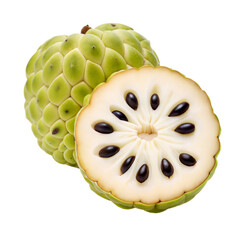 Fresh Cherimoya Fruit Sliced Open Showing Seeds
