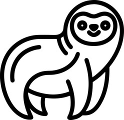 Sloth icon line art vector on transparent background