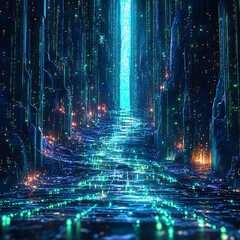 Glowing digital circuit board closeup high resolution picture