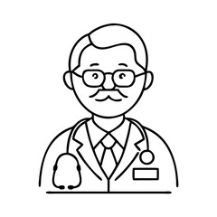 senior doctor icon, senior doctor line art - simple line art of senior doctor, perfect for senior doctor logos and icons