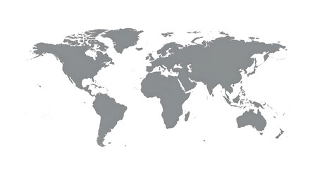 Naklejka premium Minimalistic World Map in Light Gray Tones 
