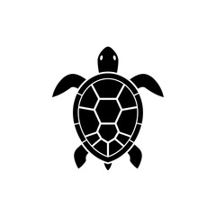 Obraz premium Black turtle silhouette swimming in a minimalist style 