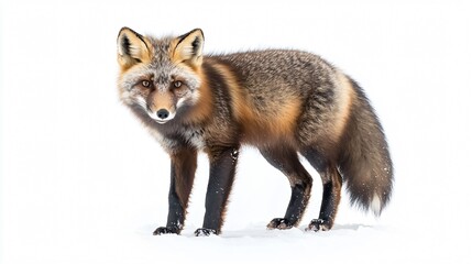 Fototapeta premium Arctic Fox Vulpes lagopus Isolated on White Background for Wildlife Designs