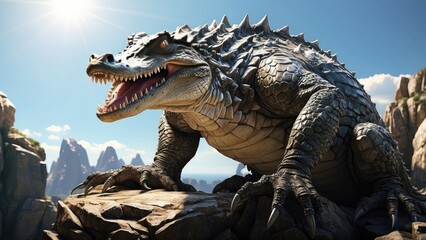 "Open-Mouth Crocodile &ndash; Wild Reptile Displaying Sharp Teeth"