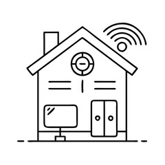 smart home icon, smart home line art - simple line art of smart home, perfect for smart home logos and icons