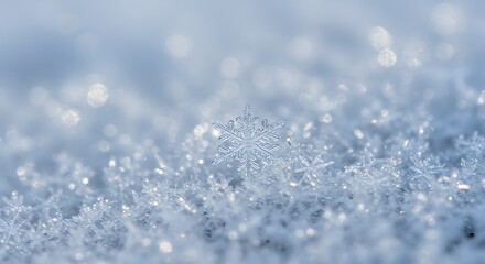 Frosted Snowflake Crystals in Winter Macro Photography
