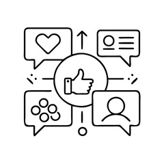 social media engagement icon, social media engagement line art - simple line art of social media engagement, perfect for social media engagement logos and icons