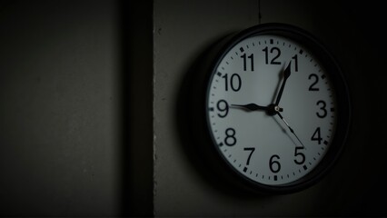 mental health awareness depression advocacy. A simple wall clock displaying the time in a dark setting, emphasizing the passage of time.