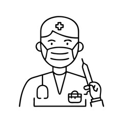 surgeon icon, surgeon line art - simple line art of surgeon, perfect for surgeon logos and icons