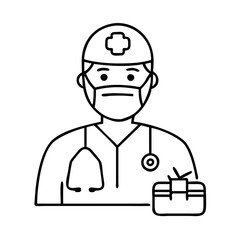 surgeon in scrubs icon, surgeon in scrubs line art - simple line art of surgeon in scrubs, perfect for surgeon in scrubs logos and icons